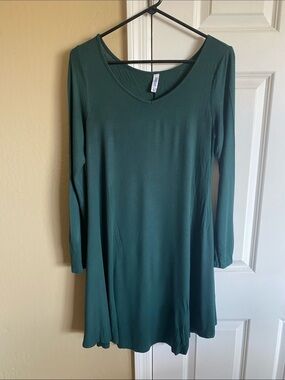 Dearcase Emerald Green Long Sleeve Swing Dress Size Large